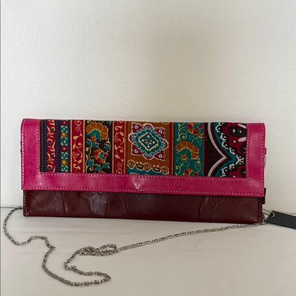 Effects Handbags - Effects Pink Red Brown Blue Bohemian Gypsy Clutch with Chain Strap